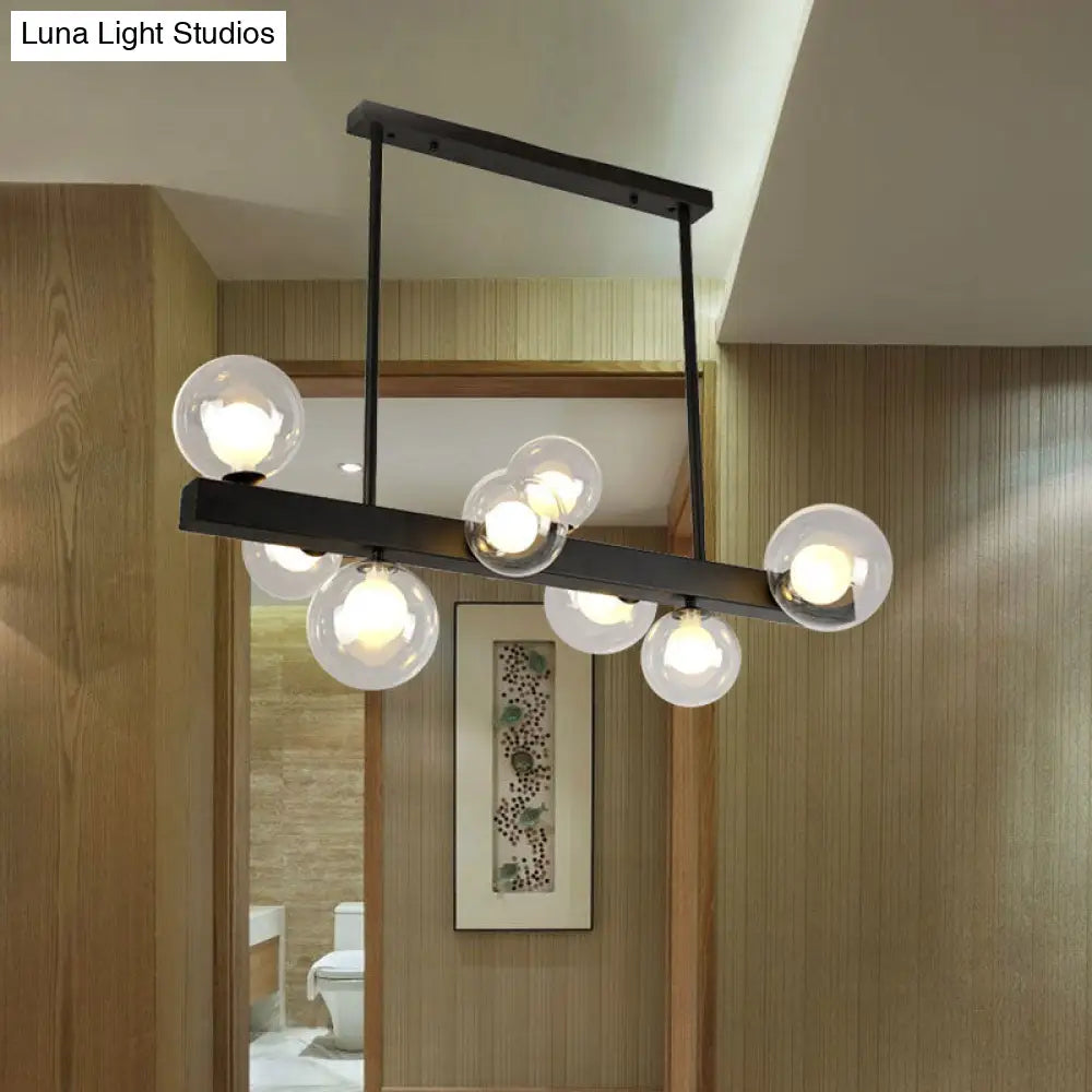 Modern Black Glass Bubble Linear Pendant Light With 8 Lights For Dining Room And Kitchen Island