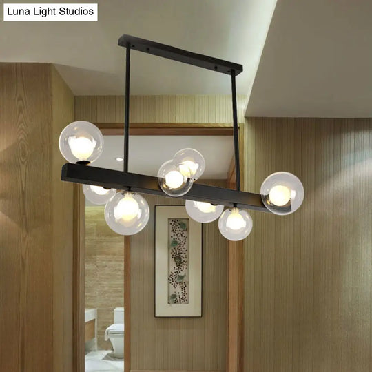 Modern Black Glass Bubble Linear Pendant Light With 8 Lights For Dining Room And Kitchen Island