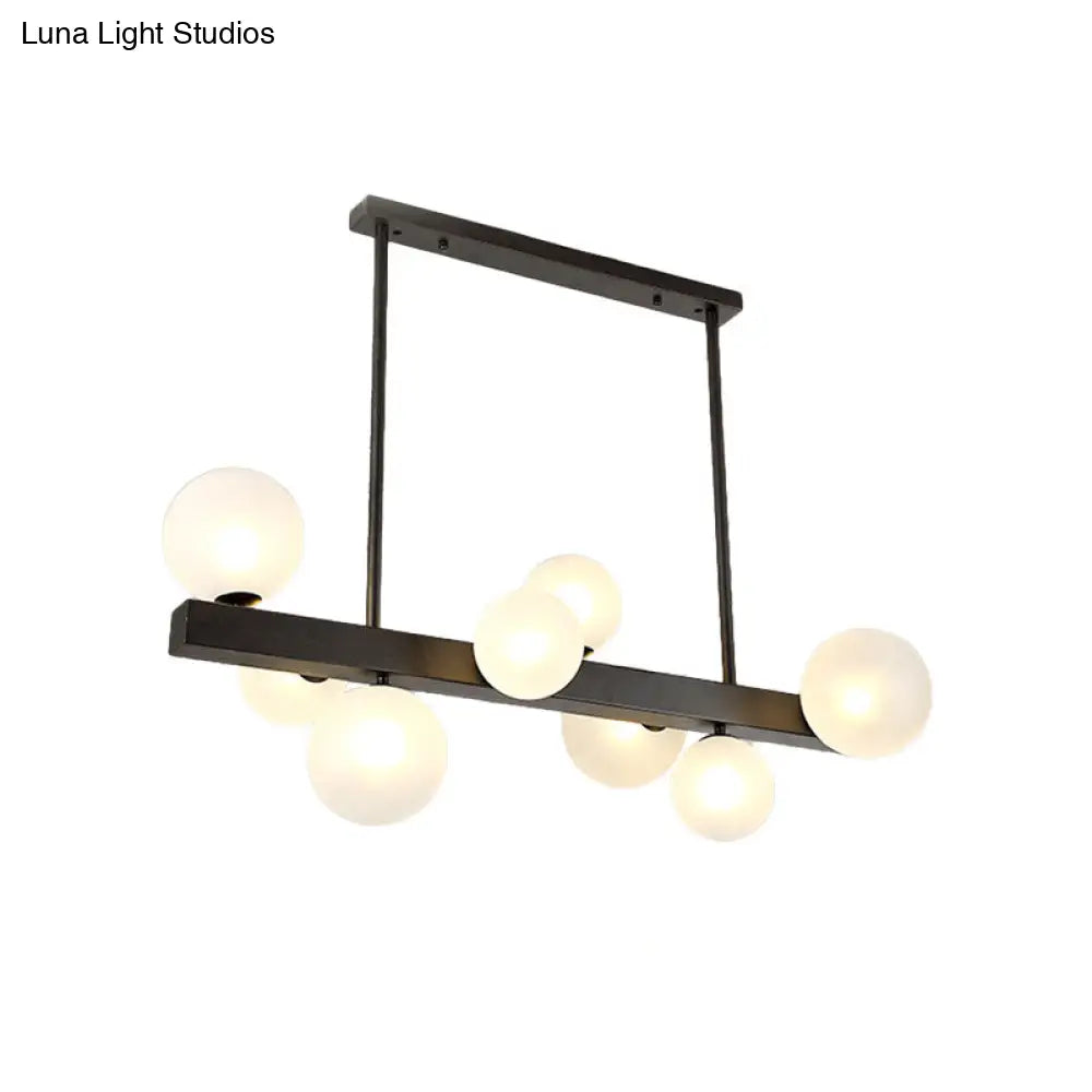 Modern Black Glass Bubble Linear Pendant Light With 8 Lights For Dining Room And Kitchen Island