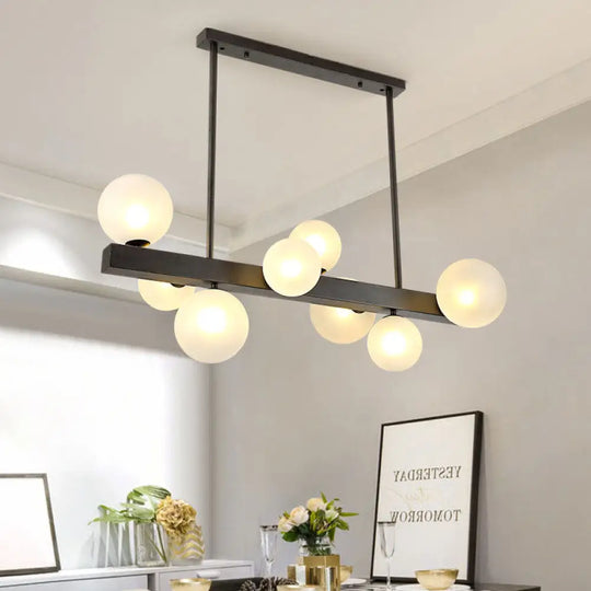 Modern Black Glass Bubble Linear Pendant Light With 8 Lights For Dining Room And Kitchen Island