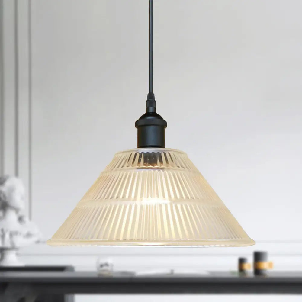 Modern Black Glass Cone Pendant Light For Stylish Living Room Decor Clear