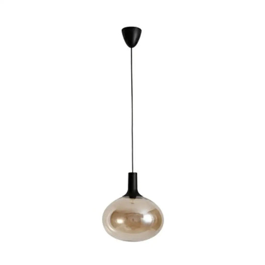 Modern Black Glass Elliptical Suspended Lighting Fixture For Restaurants Beige