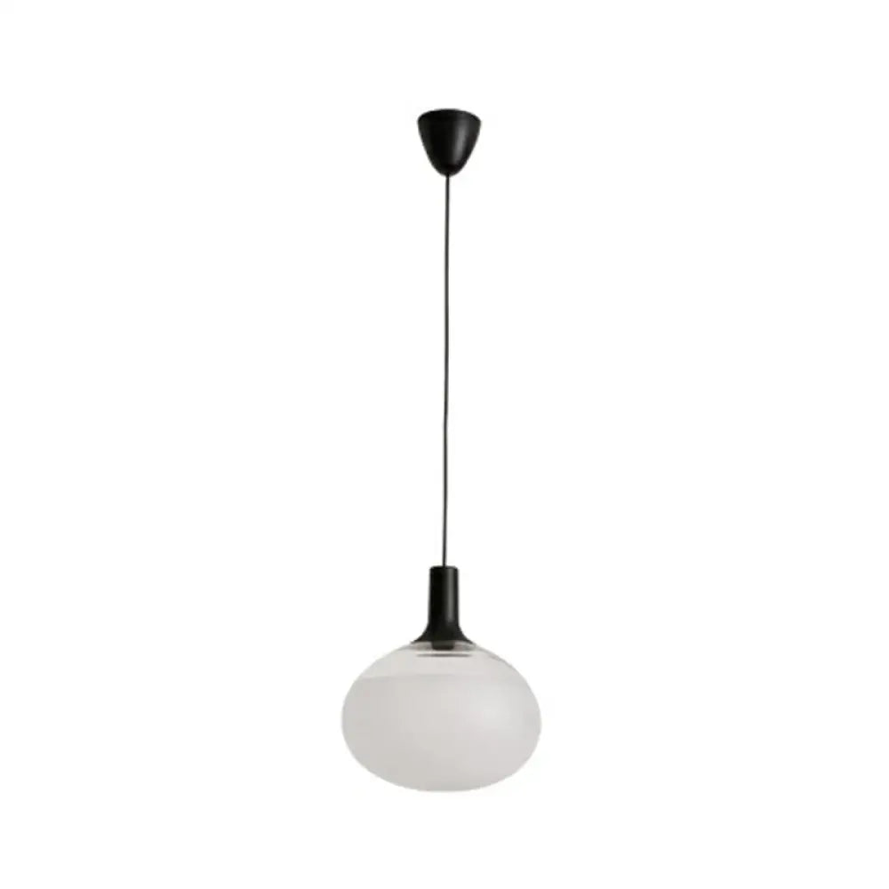 Modern Black Glass Elliptical Suspended Lighting Fixture For Restaurants White