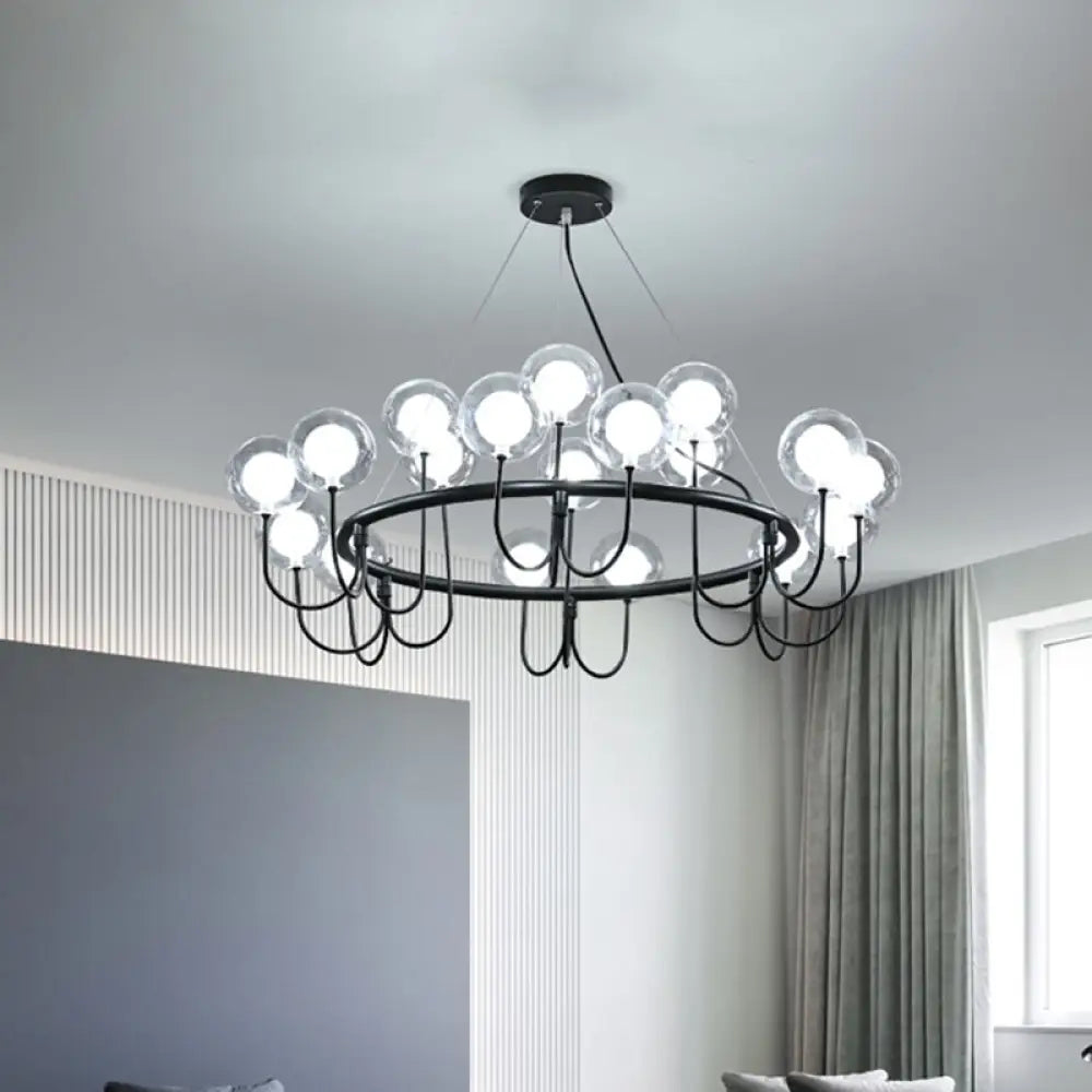 Modern Black Glass Led Chandelier For Living Room - Hanging Ceiling Lamp