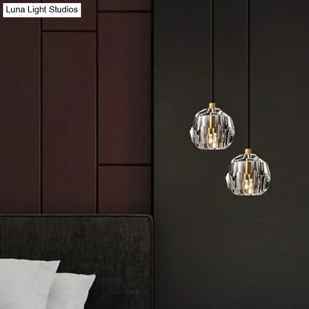 Modern Black Globe Led Crystal Pendant Light