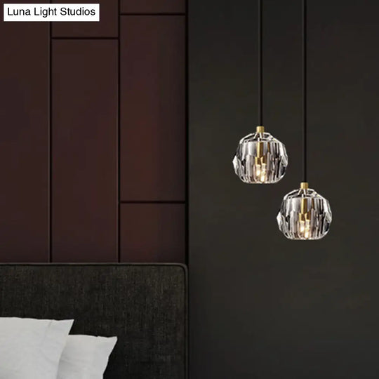 Modern Black Globe Led Crystal Pendant Light