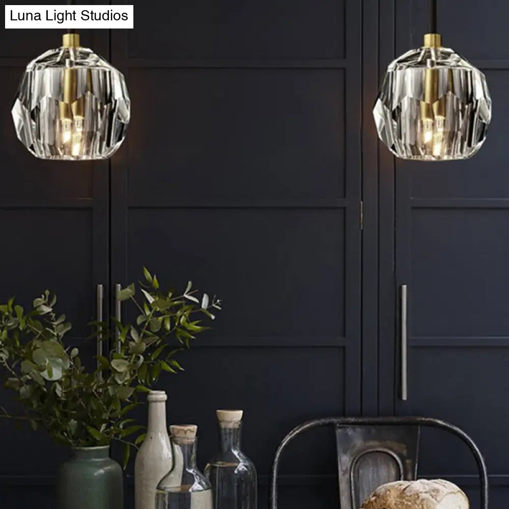 Modern Black Globe Led Crystal Pendant Light