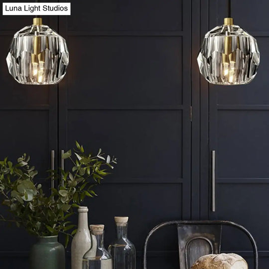 Modern Black Globe Led Crystal Pendant Light