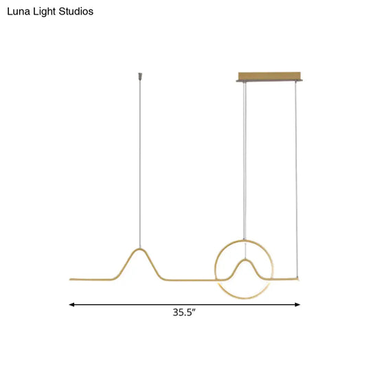 Modern Black/Gold Aluminum Linear Led Island Lighting With Sun And Mountain Design - Warm/White