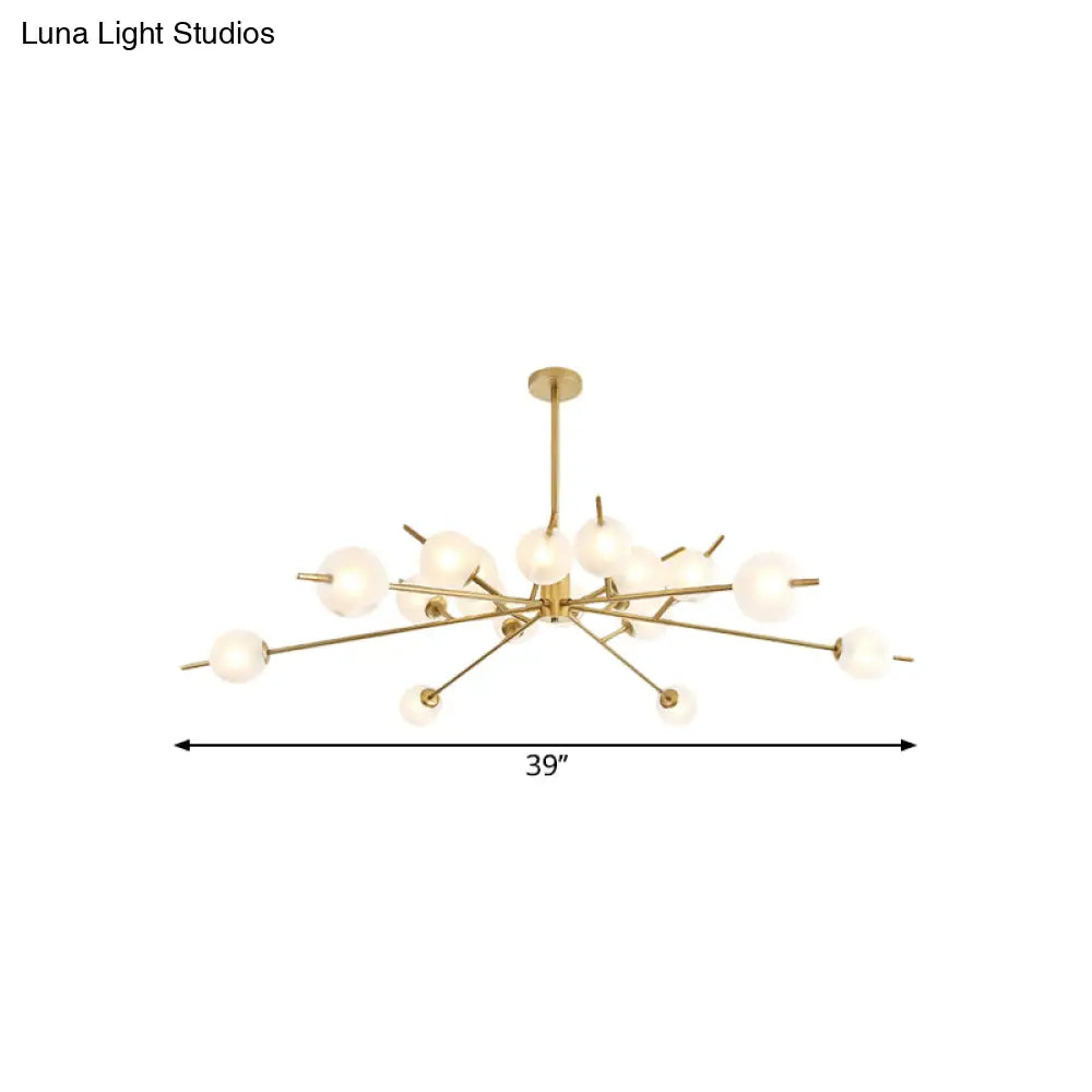 Modern Black & Gold Branch Chandelier - Bubble Shade 18 Lights Frosted Glass