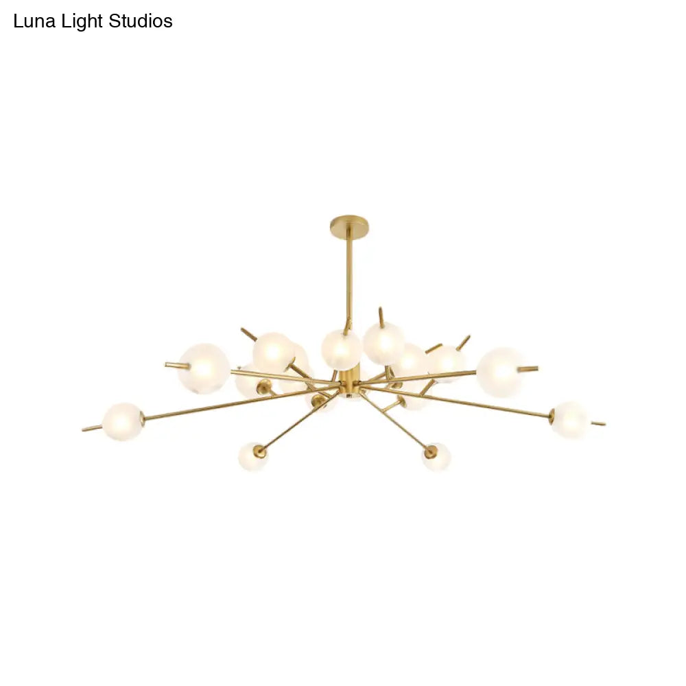 Modern Black & Gold Branch Chandelier - Bubble Shade 18 Lights Frosted Glass