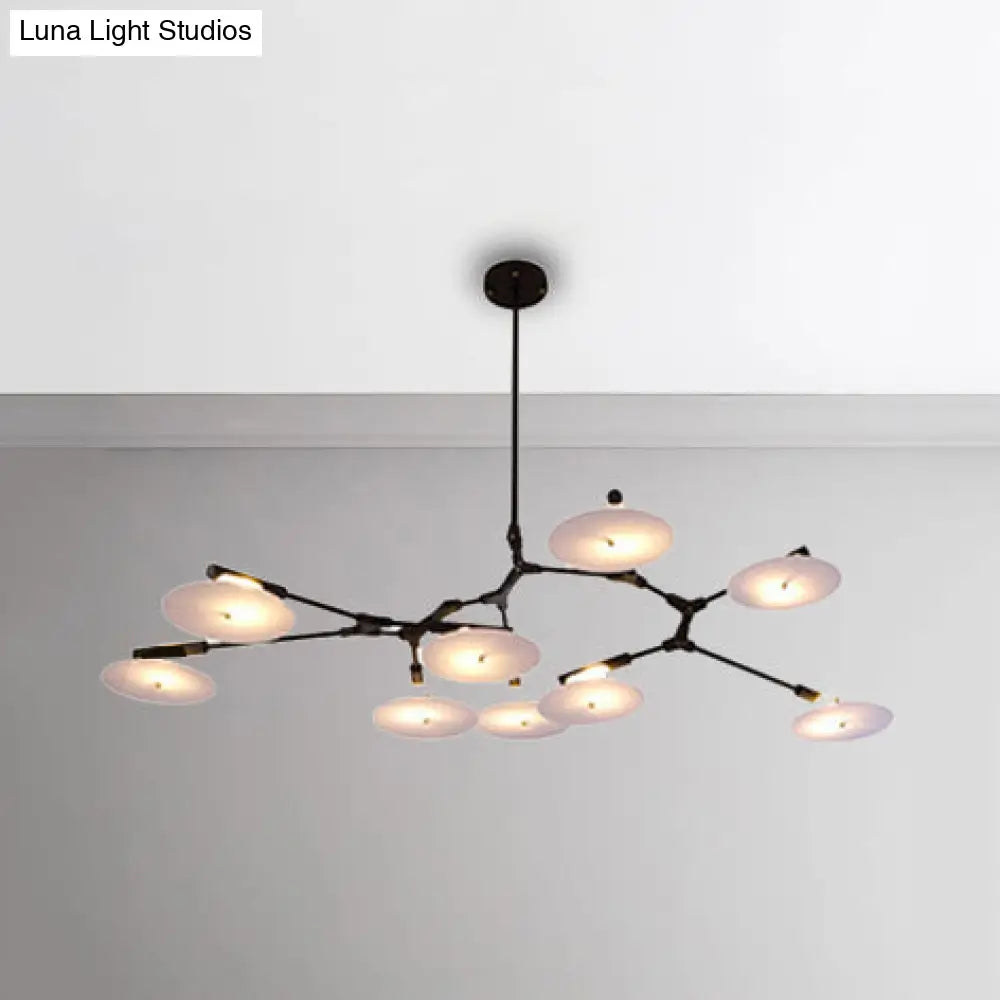 Modern Black/Gold Chandelier For Living Room - 5/9/11 Lights Disc Acrylic Shade