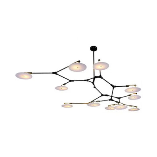 Modern Black/Gold Chandelier For Living Room - 5/9/11 Lights Disc Acrylic Shade 11 / Black