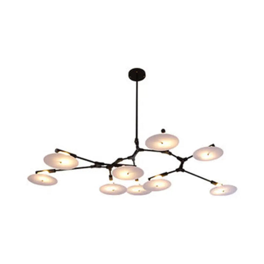 Modern Black/Gold Chandelier For Living Room - 5/9/11 Lights Disc Acrylic Shade 9 / Black