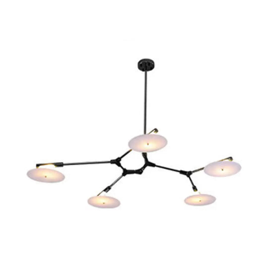 Modern Black/Gold Chandelier For Living Room - 5/9/11 Lights Disc Acrylic Shade 5 / Black