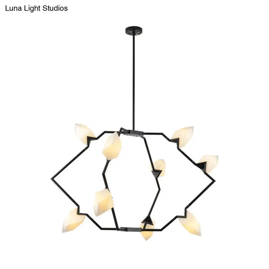 Modern Black/Gold Chandelier With Branching Design Shades - Elegant 5/8 Lights Dining Room Ceiling