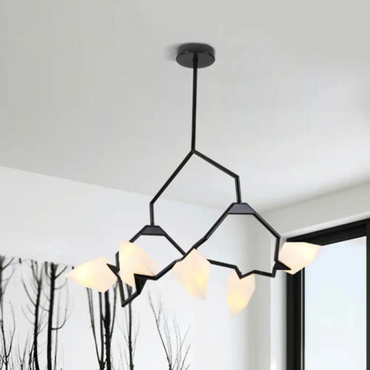 Modern Black/Gold Chandelier With Branching Design Shades - Elegant 5/8 Lights Dining Room Ceiling