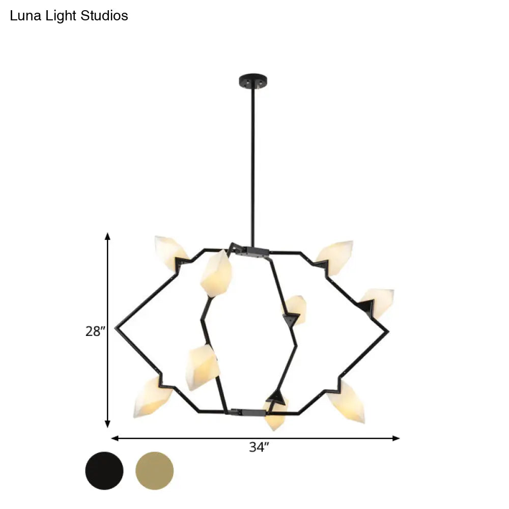 Modern Black/Gold Chandelier With Branching Design Shades - Elegant 5/8 Lights Dining Room Ceiling