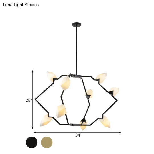 Modern Black/Gold Chandelier With Branching Design Shades - Elegant 5/8 Lights Dining Room Ceiling