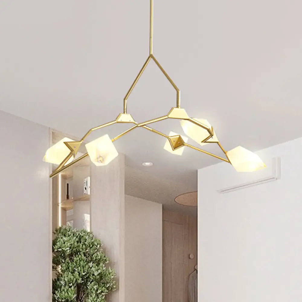 Modern Black/Gold Chandelier With Branching Design Shades - Elegant 5/8 Lights Dining Room Ceiling