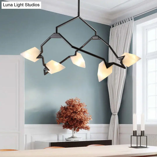 Modern Black/Gold Chandelier With Branching Design Shades - Elegant 5/8 Lights Dining Room Ceiling