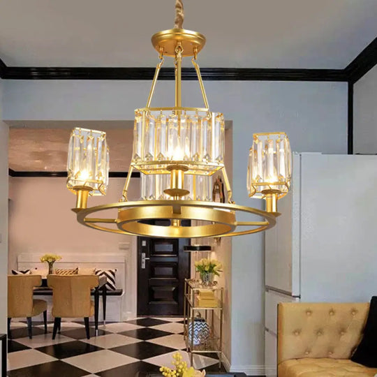 Modern Black/Gold Circle Crystal Chandelier With 4/6 Lights - Bedroom Hanging Light Fixture 4 / Gold