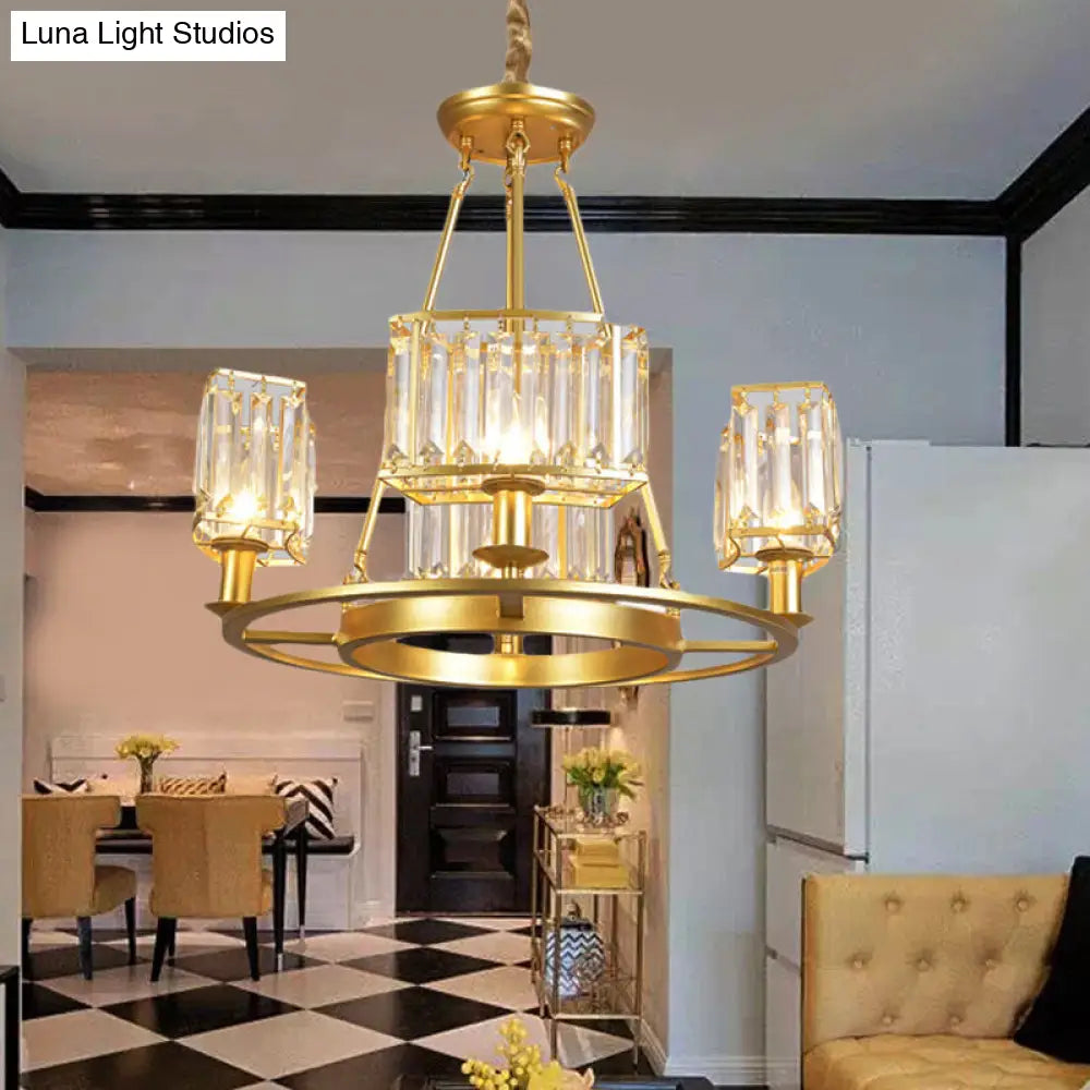 Modern Black/Gold Circle Crystal Ceiling Chandelier - 4/6 Lights Hanging Fixture For Bedroom 4 /