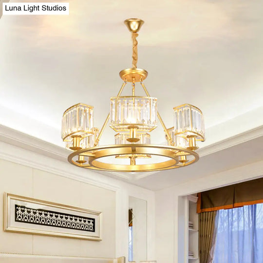 Modern Black/Gold Circle Crystal Ceiling Chandelier - 4/6 Lights Hanging Fixture For Bedroom 6 /