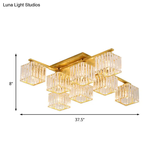 Modern Black/Gold Cubic Flush Mount Crystal Ceiling Lighting - 4/6/8 Lights For A Stylish Living