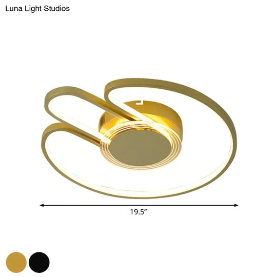 Modern Black/Gold Geometric Frame Flushmount - 16/19.5 Led Metal Flush Mounted Lighting