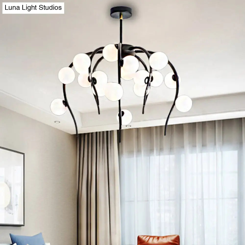 Modern Black/Gold Iron Chandelier With Matte White Balls - 15/20-Light Dining Room Hanging Lamp 20 /