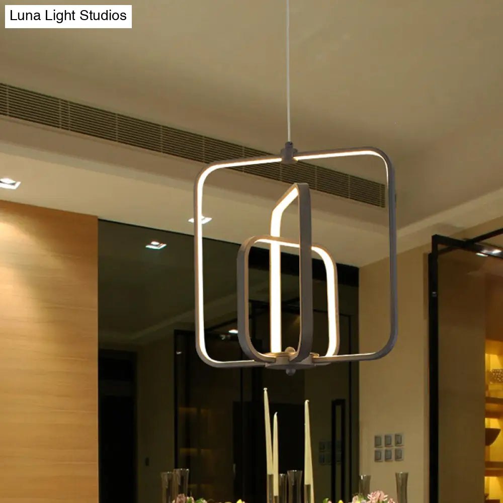 Modern Black/Gold Led Chandelier Pendant For Living Room: 3-Square Acrylic Ceiling Light