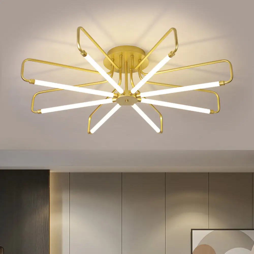 Modern Black/Gold Led Floral Frame Ceiling Lamp In Warm/White Light 24.5/39 Wide Gold / 39 White