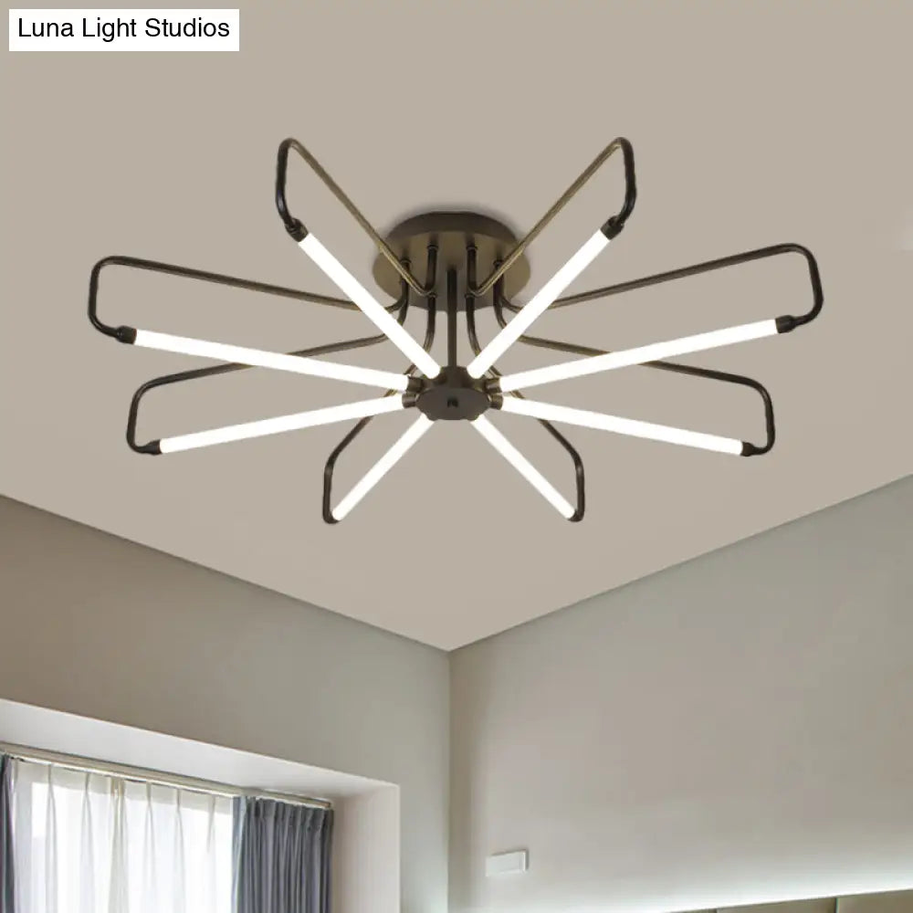 Modern Black/Gold Led Floral Frame Ceiling Lamp In Warm/White Light 24.5/39 Wide