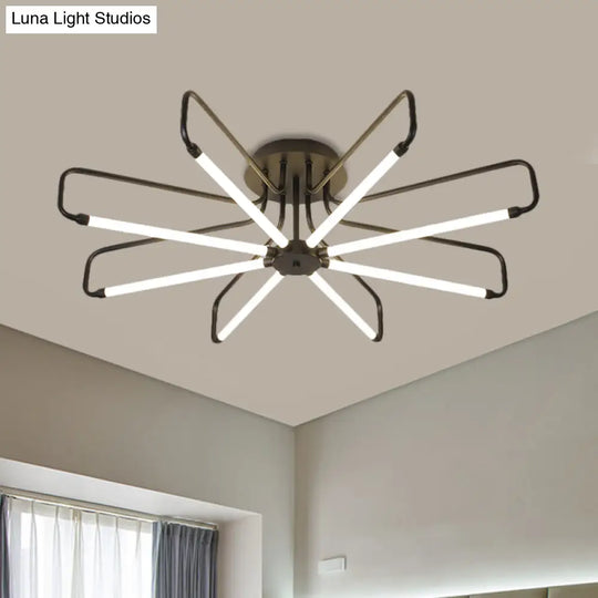 Modern Black/Gold Led Floral Frame Ceiling Lamp In Warm/White Light 24.5/39 Wide