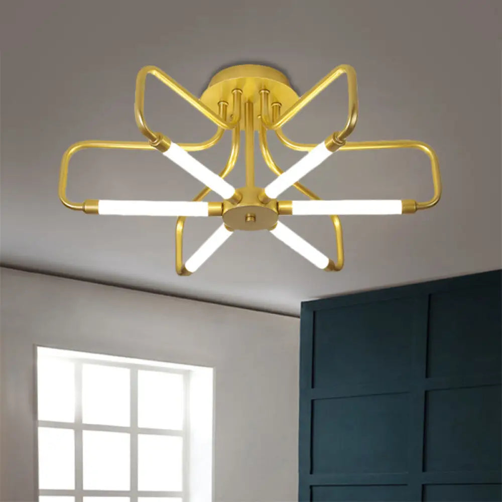 Modern Black/Gold Led Floral Frame Ceiling Lamp In Warm/White Light 24.5/39 Wide Gold / 24.5 Warm