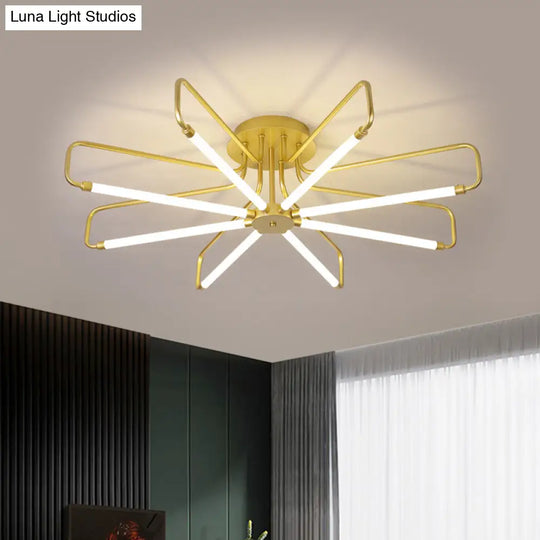 Modern Black/Gold Led Floral Frame Ceiling Lamp In Warm/White Light 24.5/39 Wide