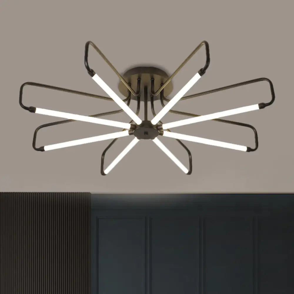 Modern Black/Gold Led Floral Frame Ceiling Lamp In Warm/White Light 24.5/39 Wide Black / 39 Warm