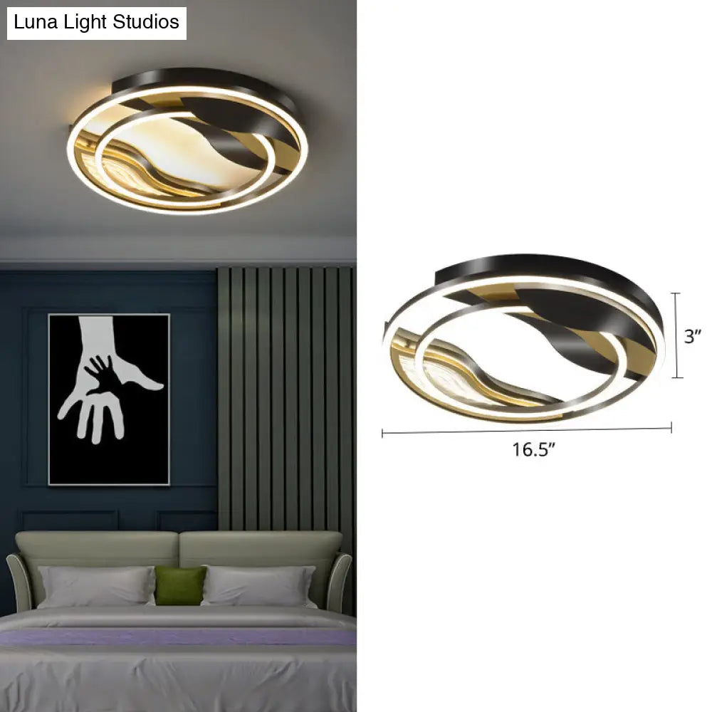 Modern Black-Gold Led Flush Mount Lamp For Bedroom Lighting Black / 16.5 Third Gear