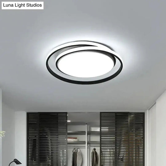 Modern Black/Gold Led Flushmount Ceiling Light In Warm/White 18’/21.5’ Width