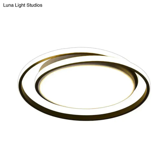 Modern Black/Gold Led Flushmount Ceiling Light In Warm/White 18’/21.5’ Width