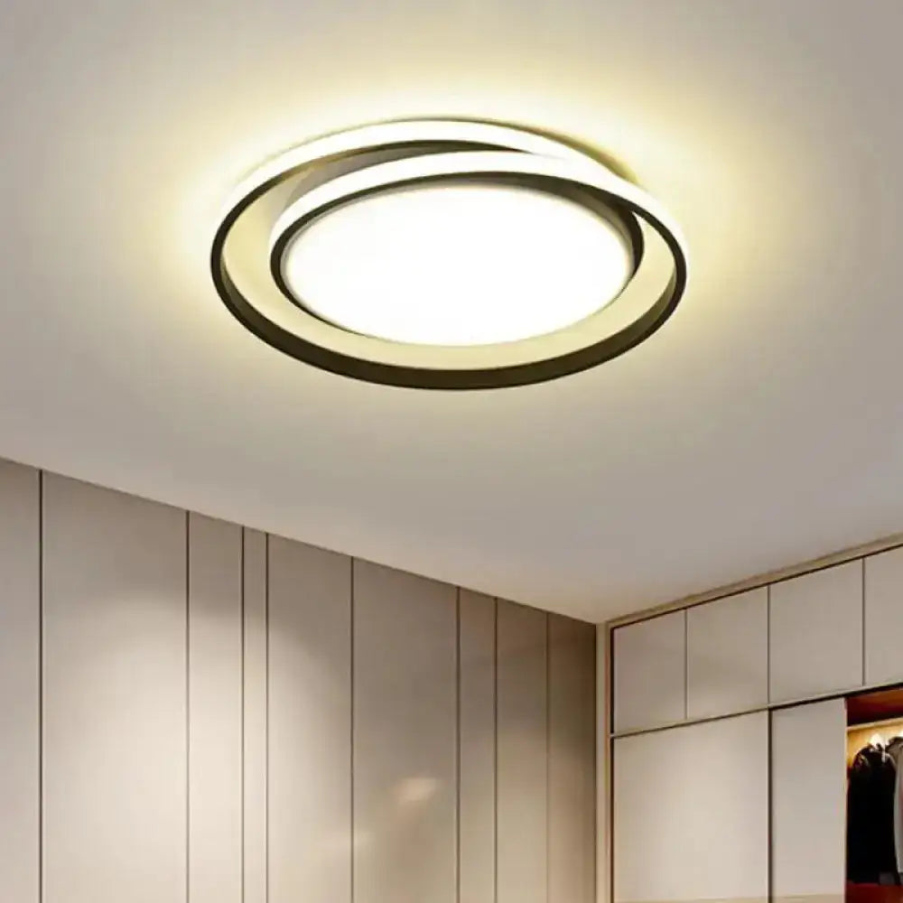 Modern Black/Gold Led Flushmount Ceiling Light In Warm/White 18’/21.5’ Width Black / 18’ White