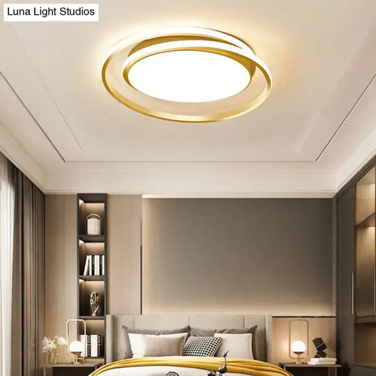 Modern Black/Gold Led Flushmount Ceiling Light In Warm/White 18’/21.5’ Width