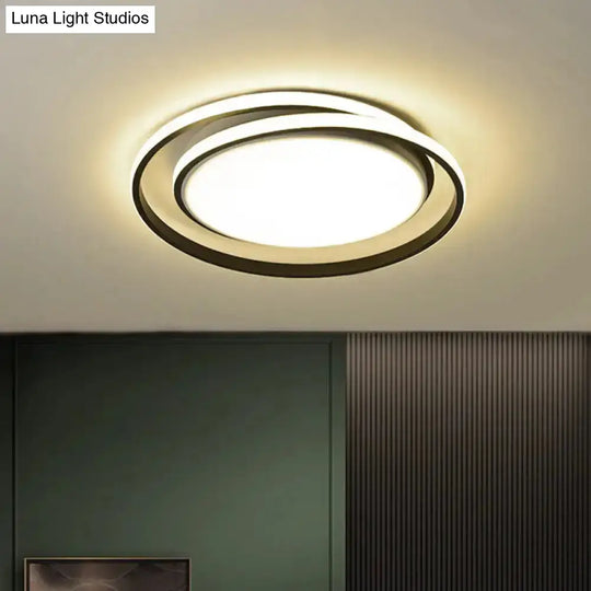 Modern Black/Gold Led Flushmount Ceiling Light In Warm/White 18’/21.5’ Width