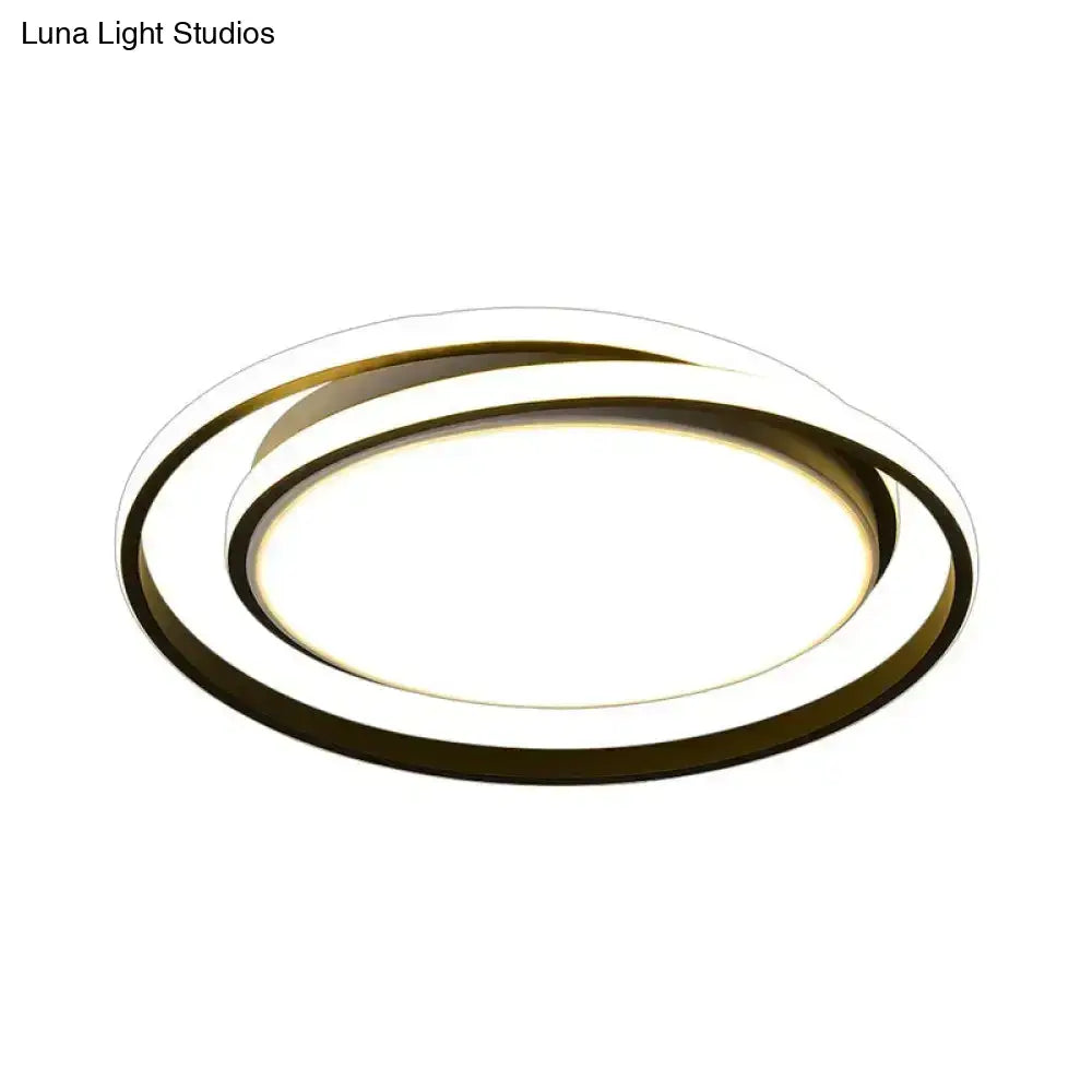 Modern Black/Gold Led Flushmount Ceiling Light In Warm/White 18’/21.5’ Width