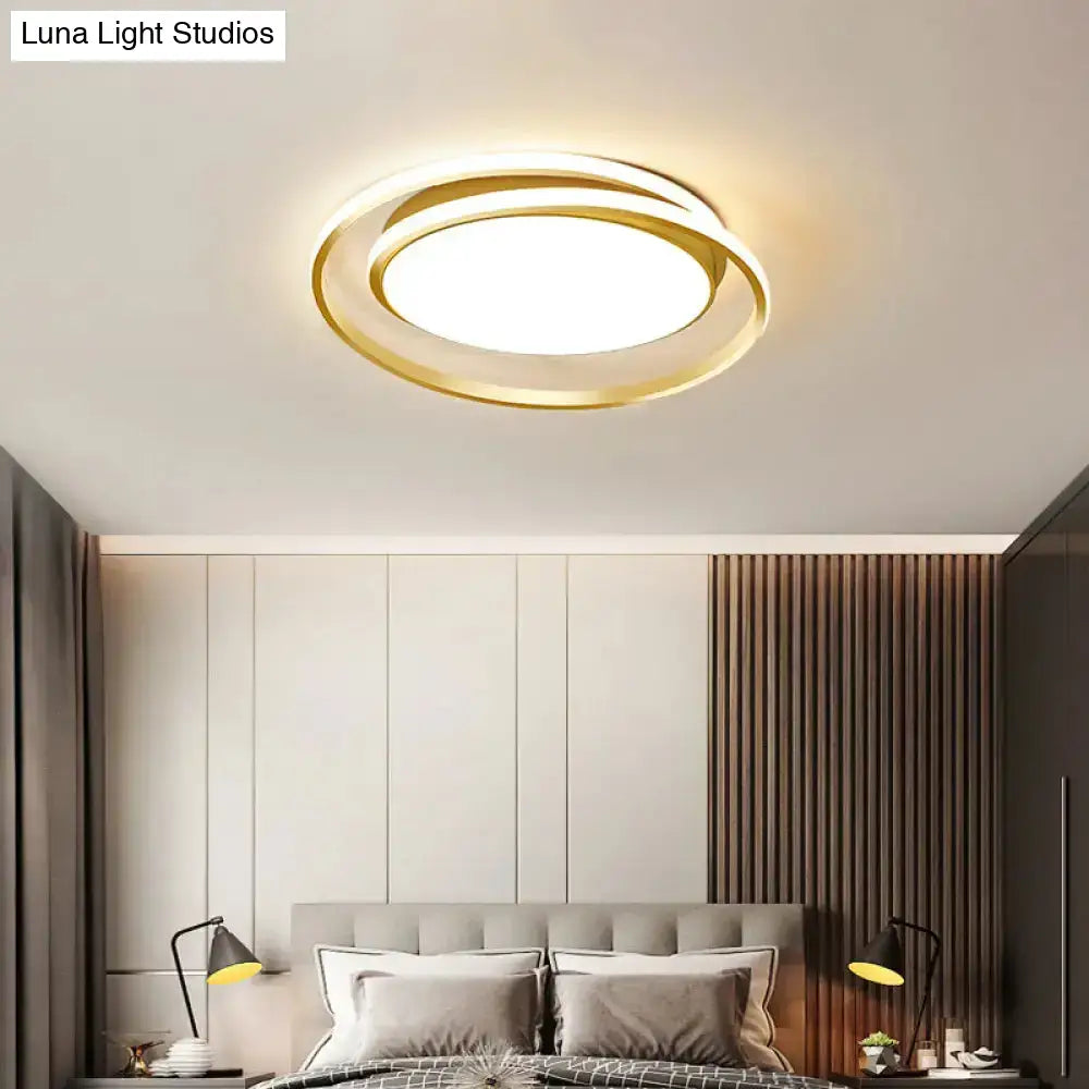 Modern Black/Gold Led Flushmount Ceiling Light In Warm/White 18’/21.5’ Width