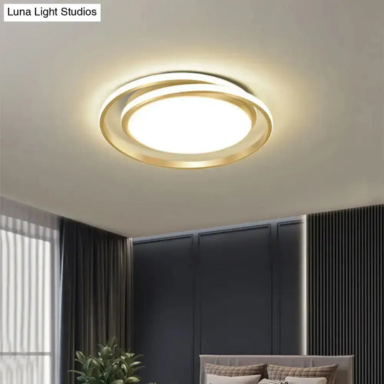 Modern Black/Gold Led Flushmount Ceiling Light In Warm/White 18’/21.5’ Width