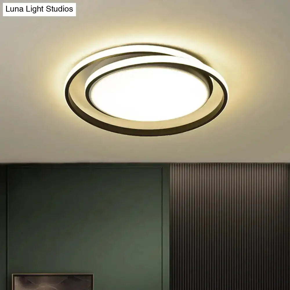 Modern Black/Gold Led Flushmount Ceiling Light In Warm/White 18’/21.5’ Width