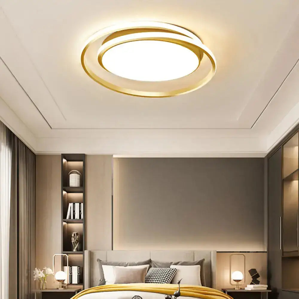 Modern Black/Gold Led Flushmount Ceiling Light In Warm/White 18’/21.5’ Width Gold / 18’ White