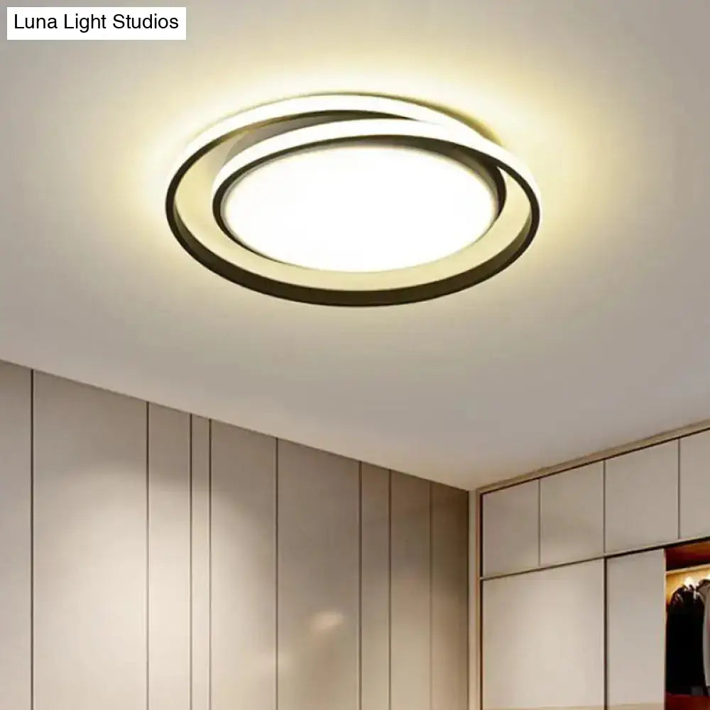 Modern Black/Gold Led Flushmount Ceiling Light In Warm/White 18’/21.5’ Width